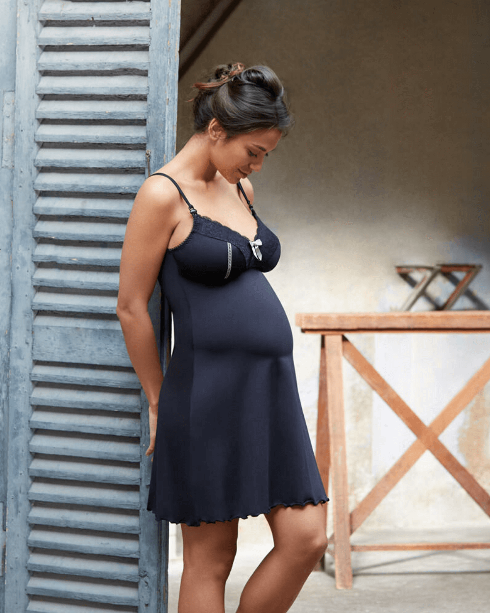 Cămașă de noapte gravide și alăptare Lisa negru Cache Coeur - 1